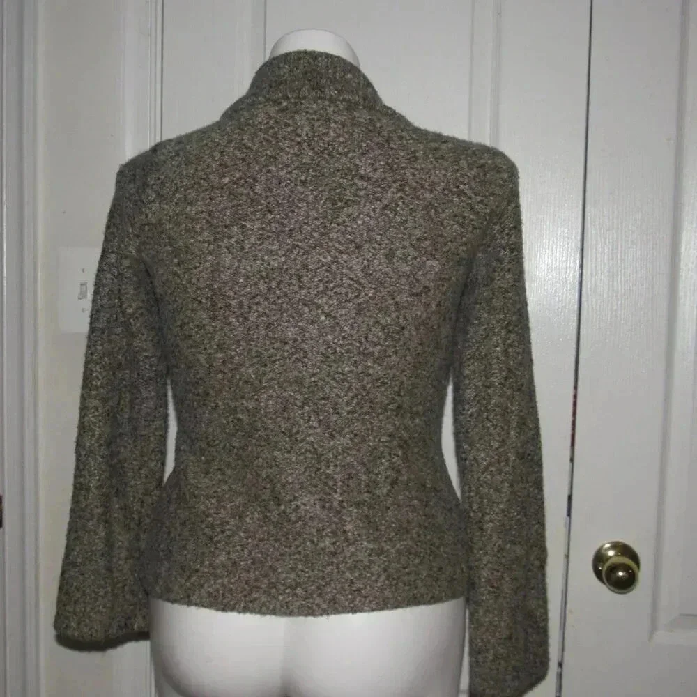 CABI Shawl Collar Knit Button Front Brown Tan Cardigan Style #340 Jacket Size M